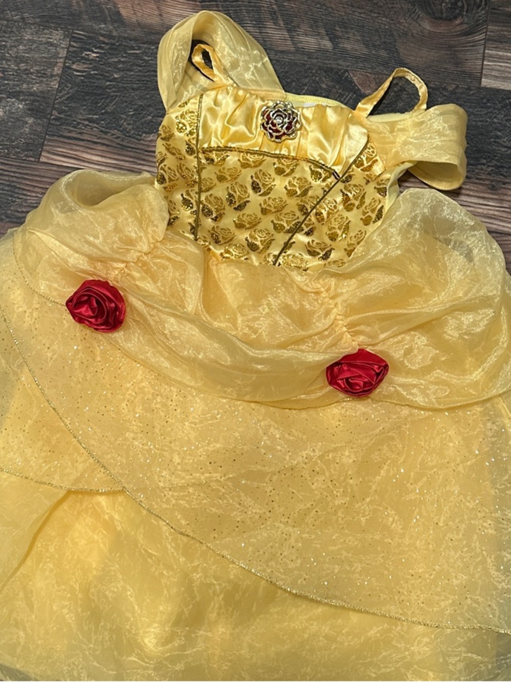 Disney Yellow Princess Belle Costume with Red Rose Accents